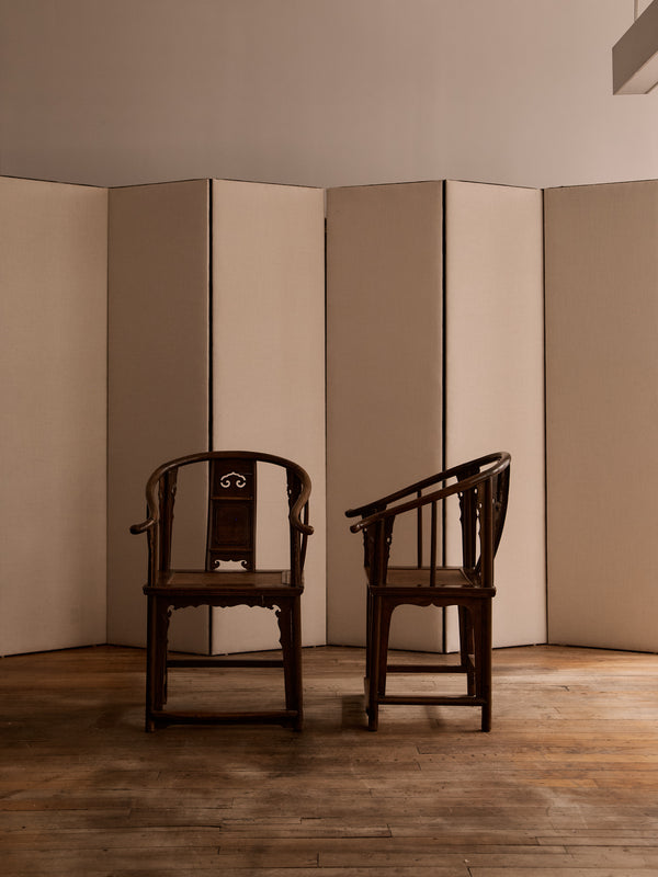 Pair Horseshoe Armchairs