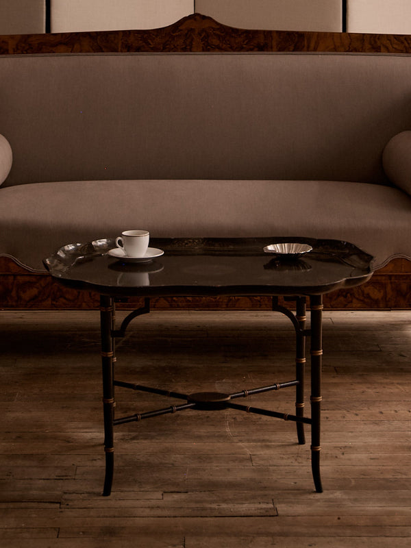 Black Lacquer Paper-mâché Tray on stand