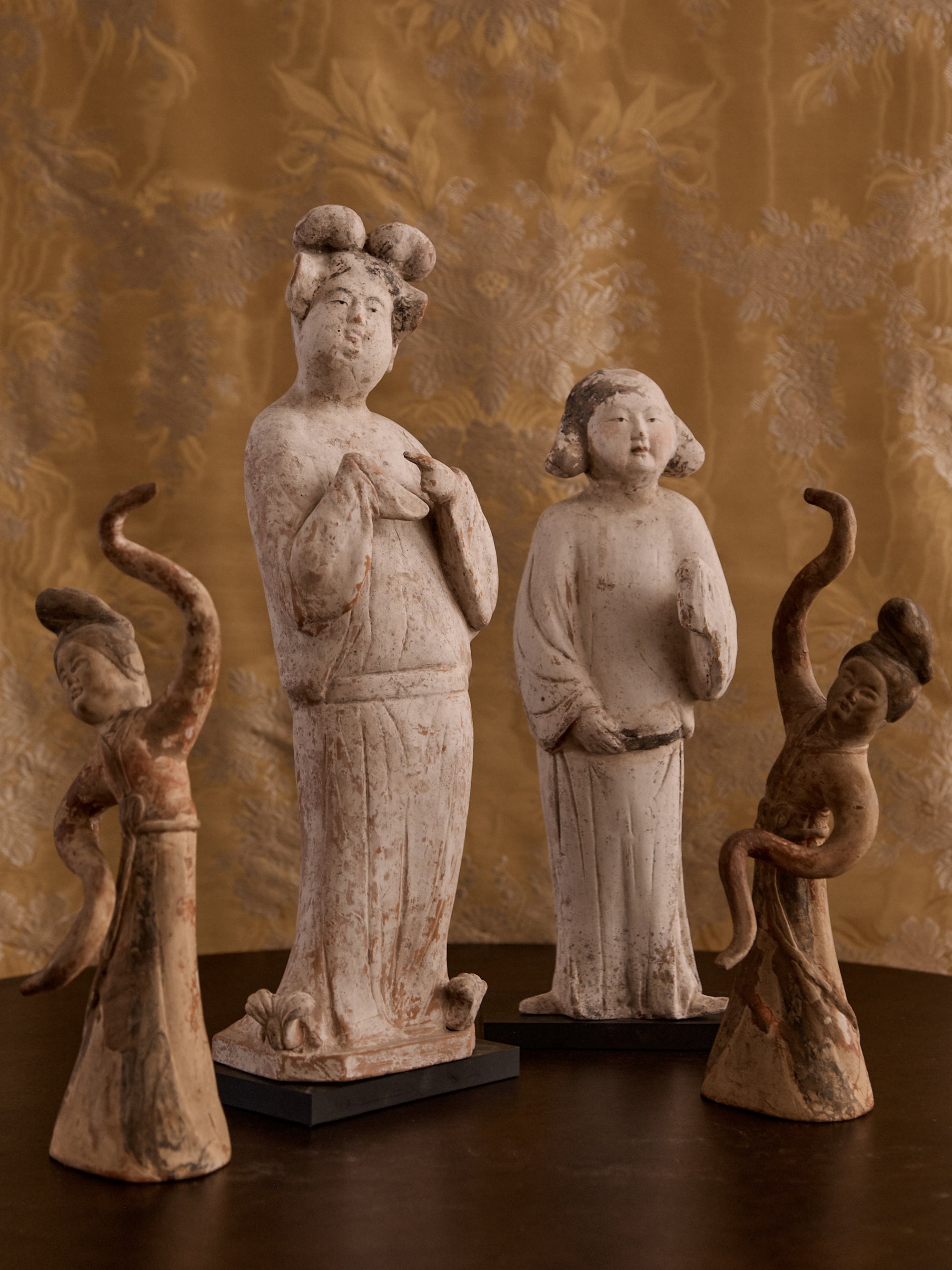 Pair of Polychromed Ceramic Court Ladies