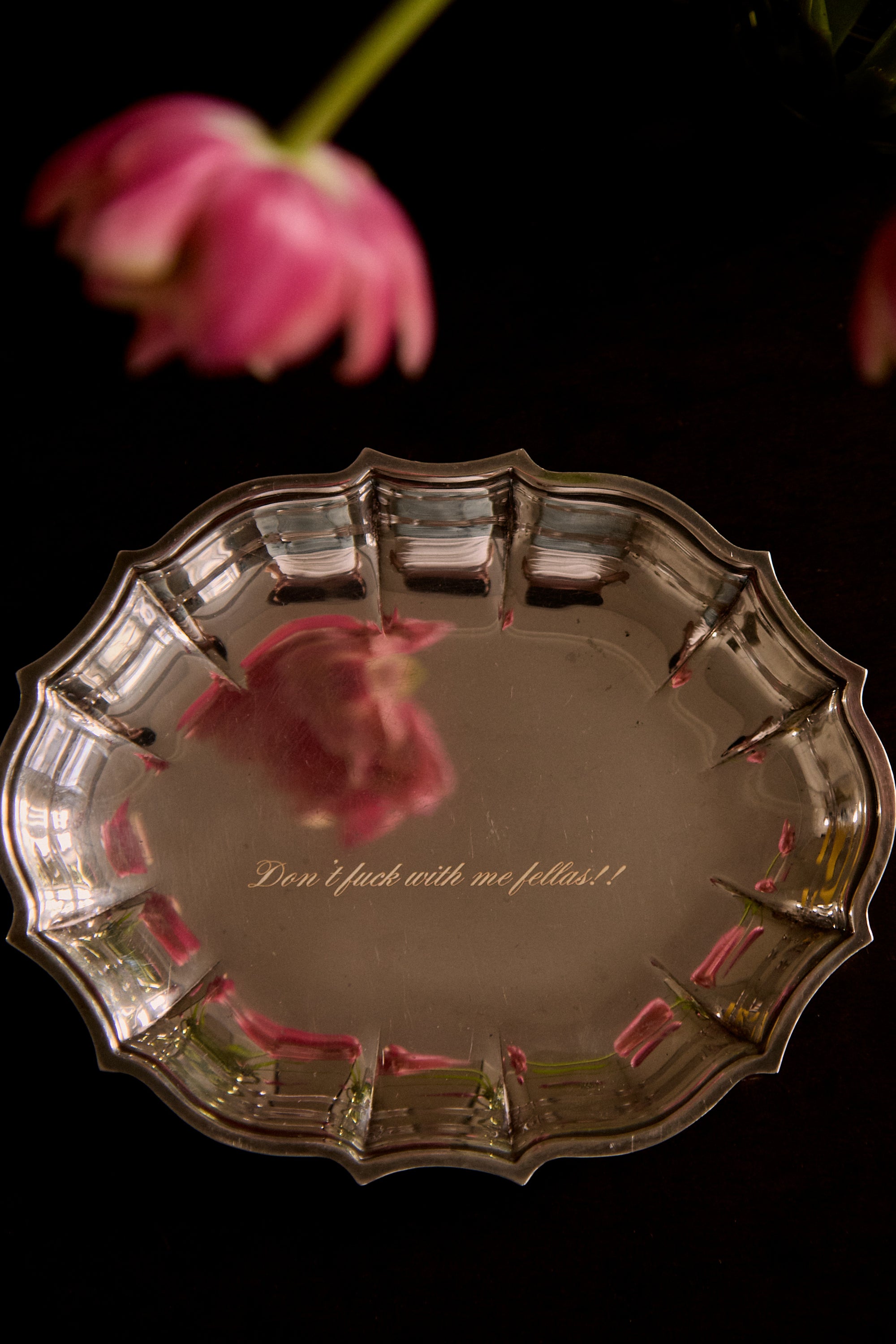Custom Engraved Silvered Scallop Tray