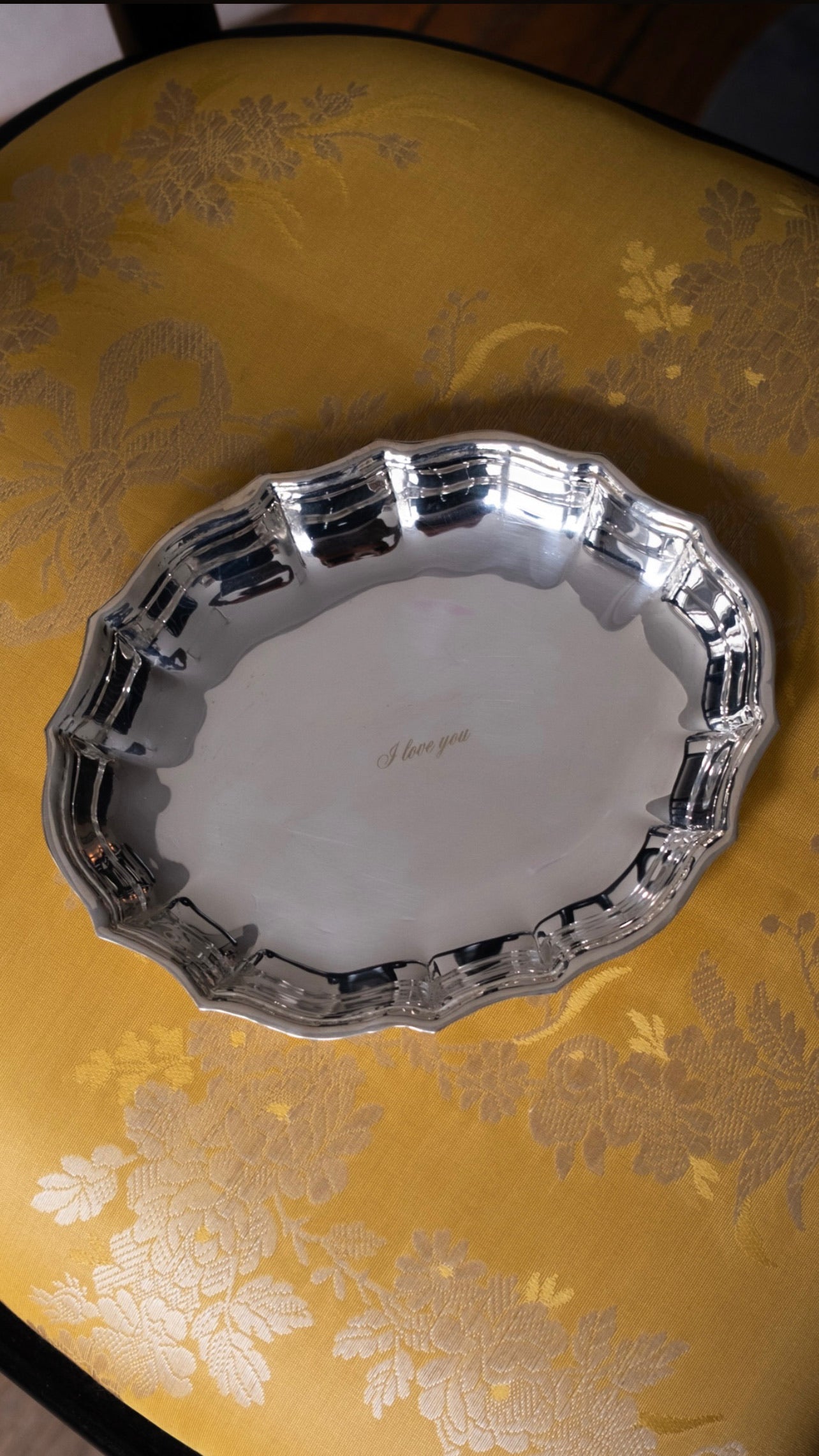 'I love you' Silvered Scallop Tray