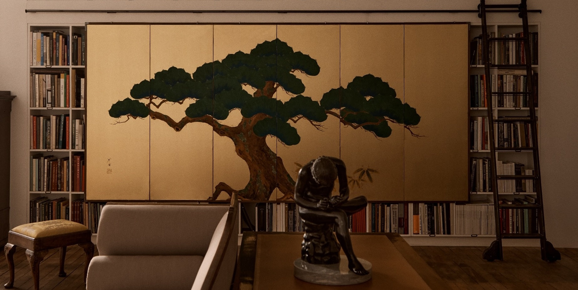 A Japanese Hand-Painted Byōbu