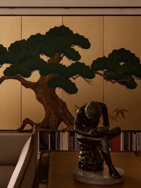 A Japanese Hand-Painted Byōbu