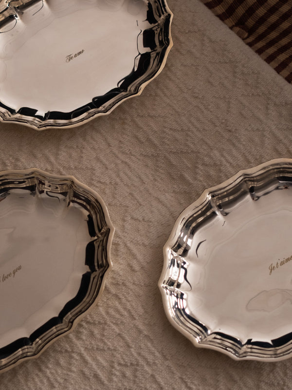 'Te amo' Silvered Scallop Tray