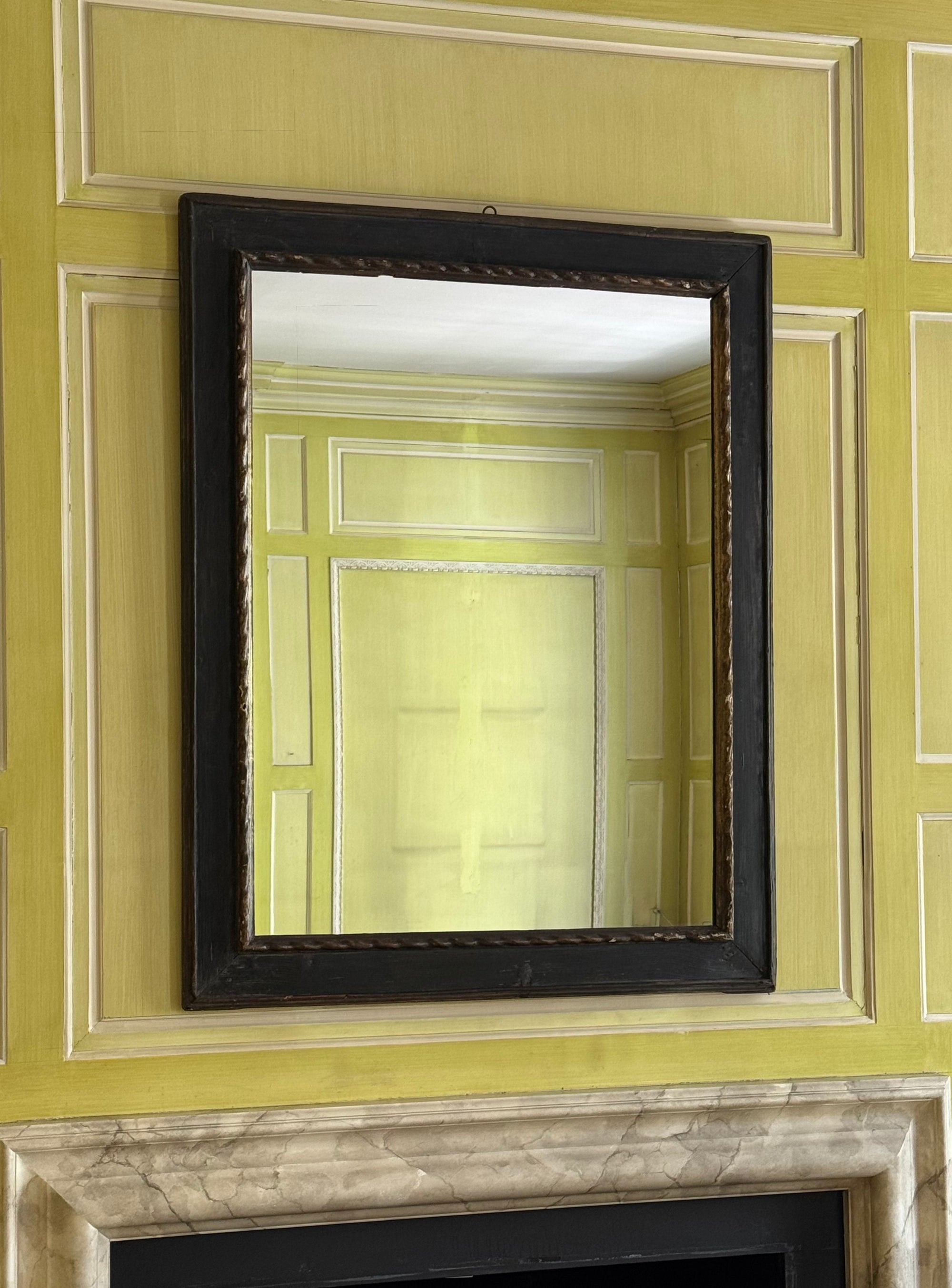 MONUMENTAL EBONIZED & GILT FRAME MIRROR
