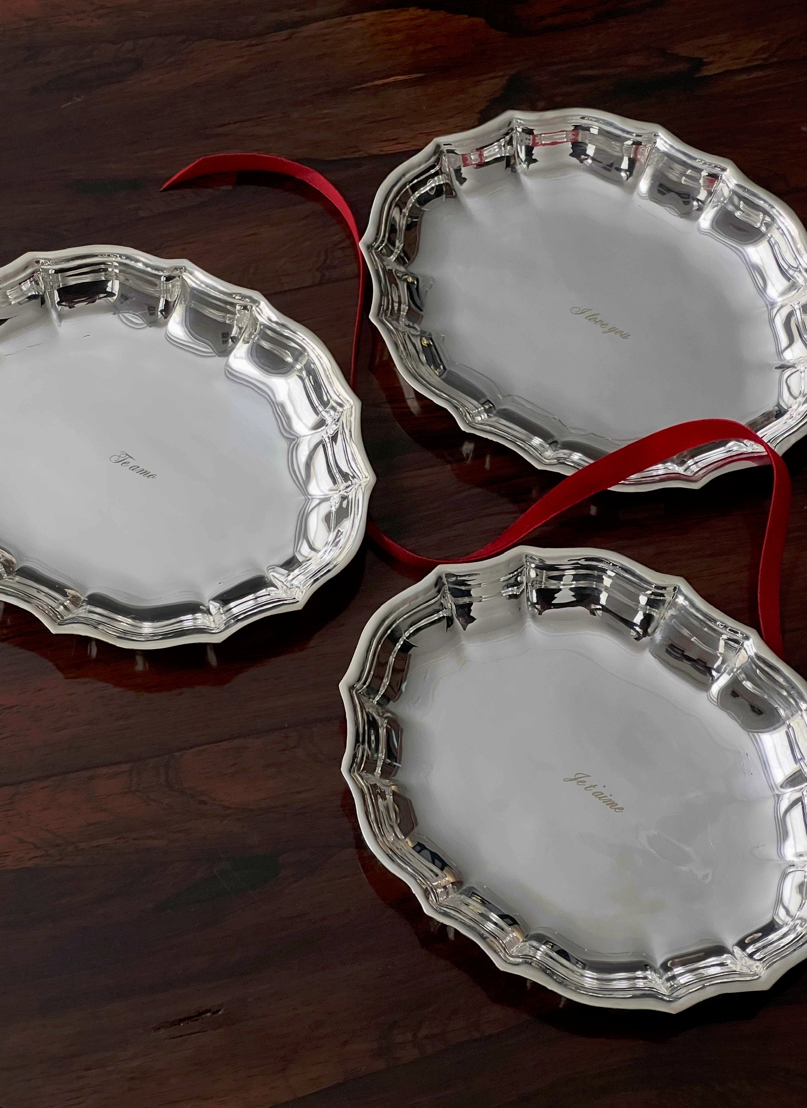 'Je t'aime' Silvered Scallop Tray