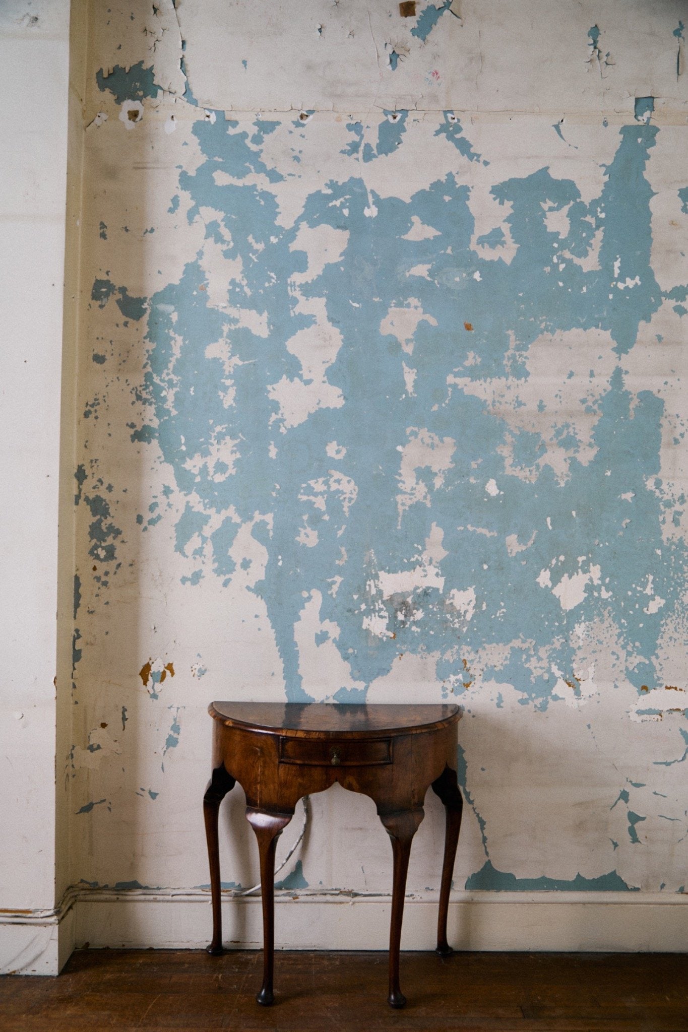 Pair of Georgian Burl Demilune Console Tables