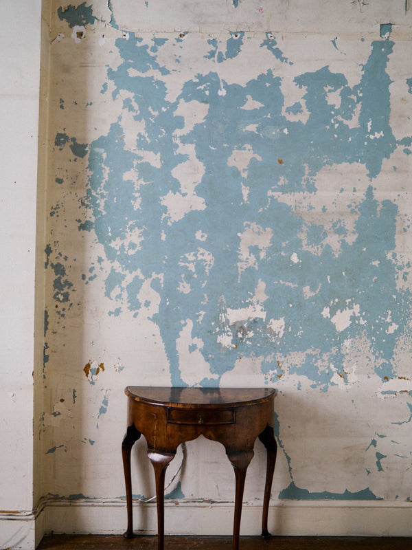 Pair of Georgian Burl Demilune Console Tables
