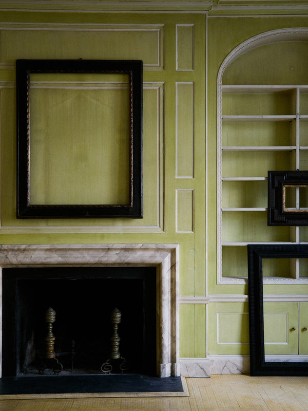 MONUMENTAL EBONIZED & GILT FRAME MIRROR