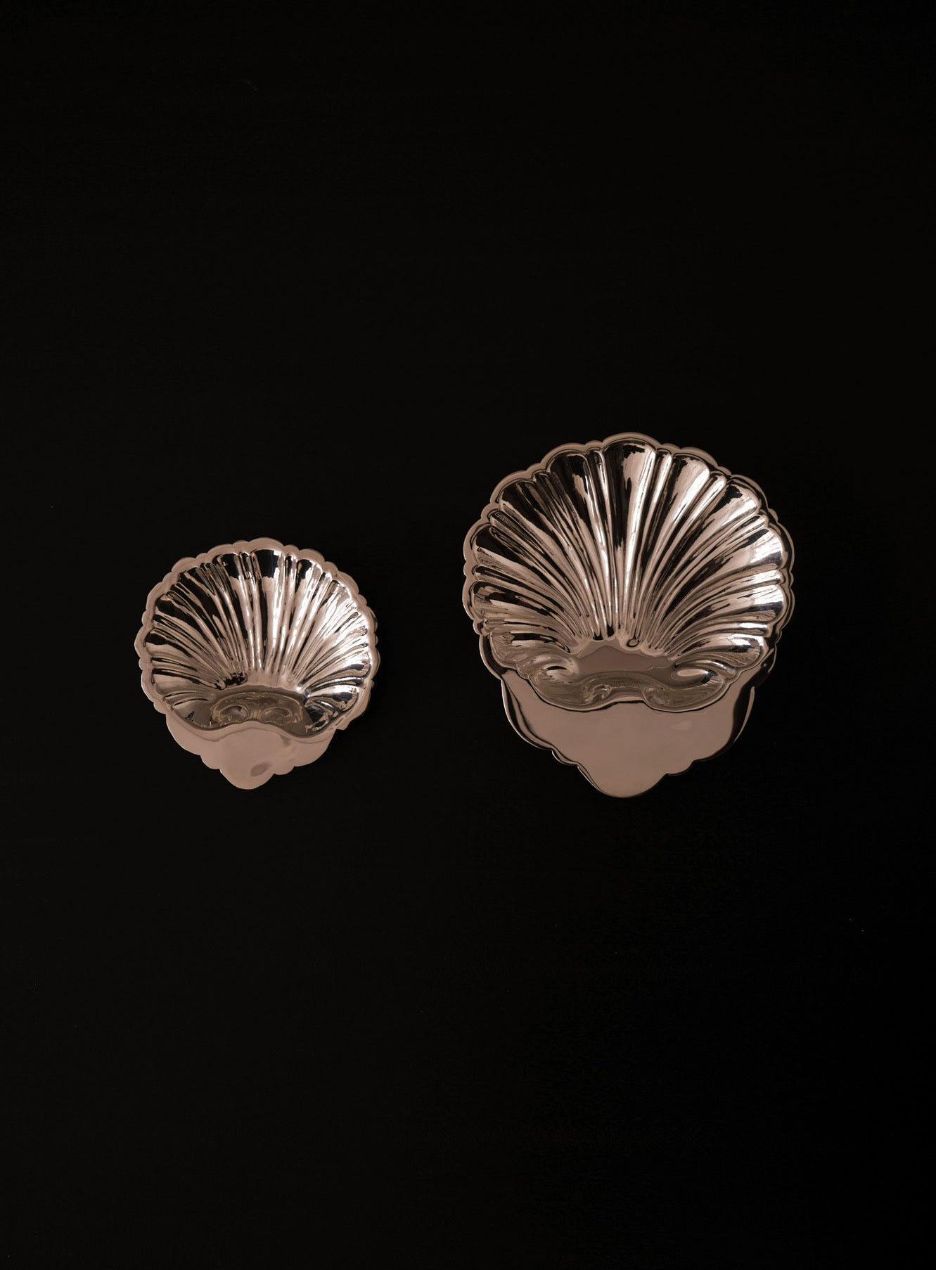 PAIR OF SILVERED SHELLS